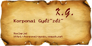Korponai Győző névjegykártya